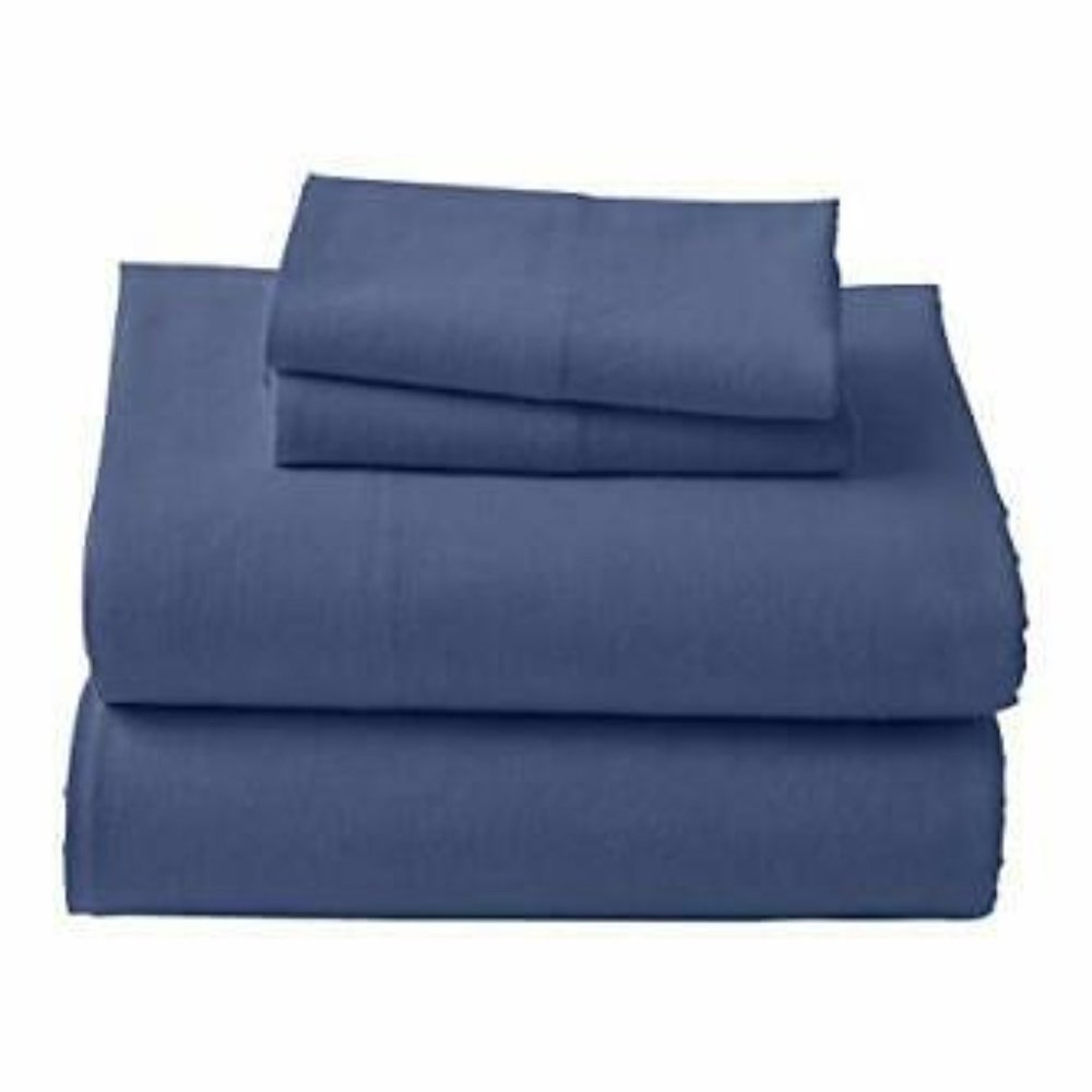 Kathy Ireland Blue Linen-Blend Sheet Set King